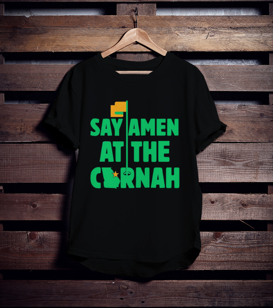 Say Amen At The Cornah Golf Flag Star Motif T-Shirt
