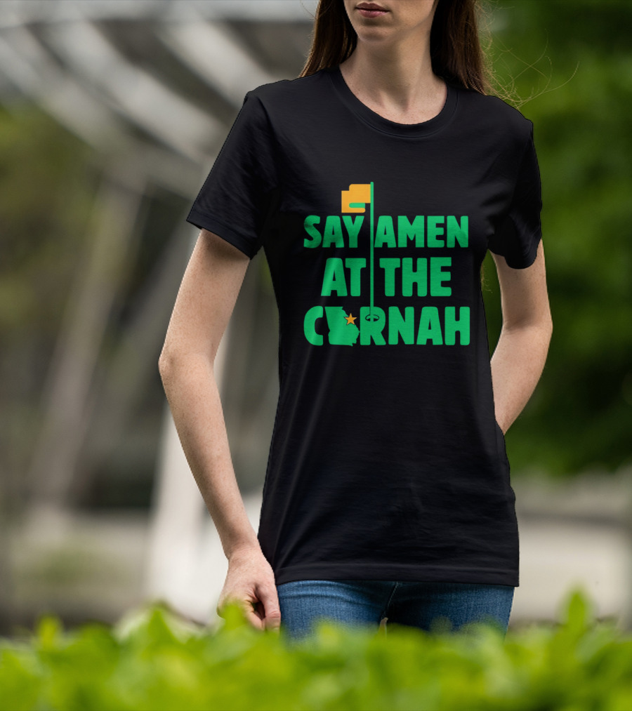Say Amen At The Cornah Golf Flag Star Motif T-Shirt
