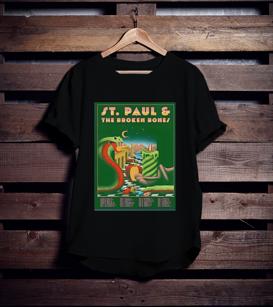 St Paul And The Broken Bones 2026 North America Tour Snake Candle Chessboard T-Shirt