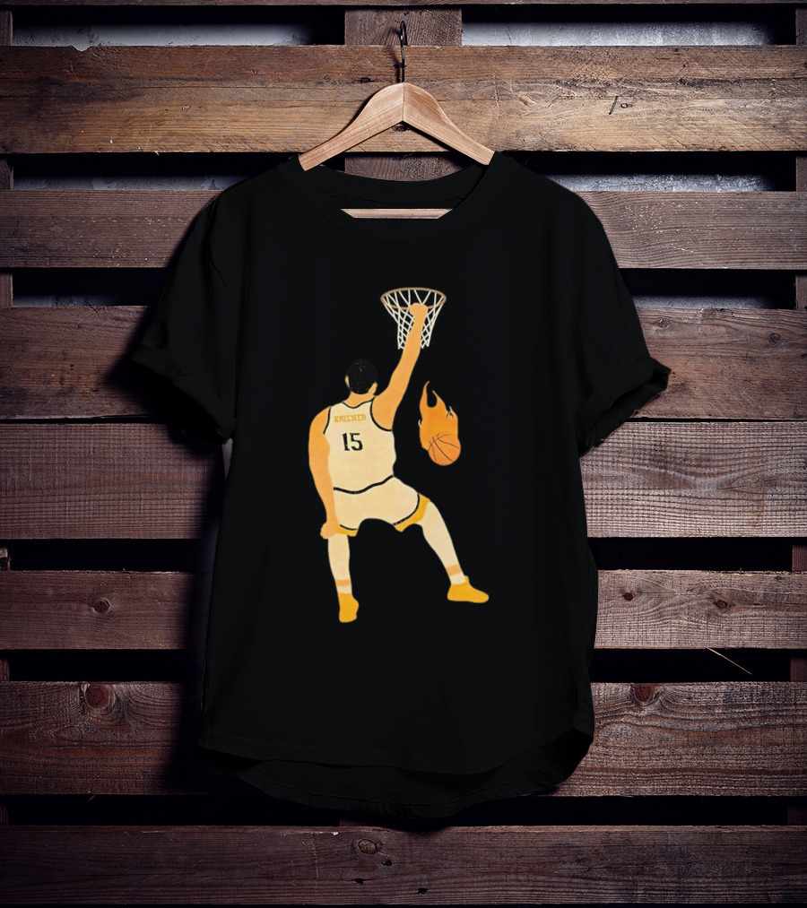 Nikola Jokic Denver Nuggets 15 Basketball Player Dunking Flame Ball T-Shirt