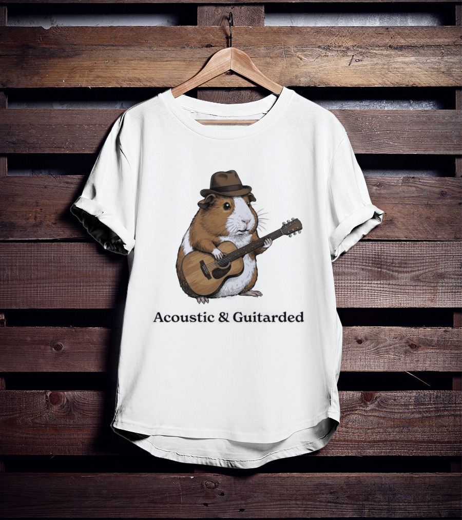 Capybara With Acoustic Guitar And Cowboy Hat Coustic Guitarded T-Shirt