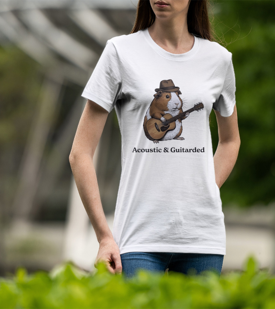 Capybara With Acoustic Guitar And Cowboy Hat Coustic Guitarded T-Shirt