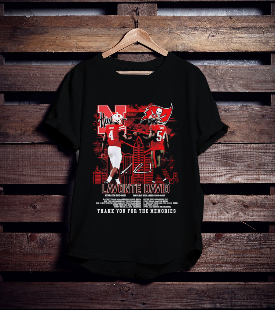 Lavonte David Nebraska Huskers Tampa Bay Buccaneers Thank You For The Memories T-Shirt