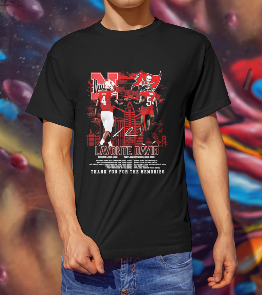 Lavonte David Nebraska Huskers Tampa Bay Buccaneers Thank You For The Memories T-Shirt