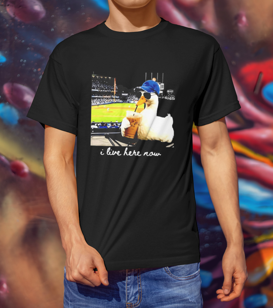 I Live Here Now Goose Ballfield Travel Baseball Softball Tournament T-Shirt