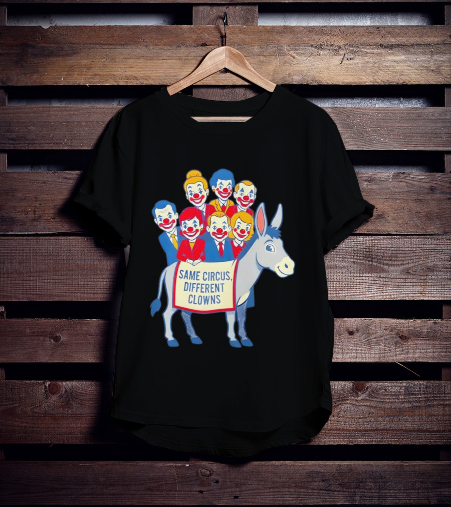 Same Circus Different Clowns Riding A Donkey Clown Faces T-Shirt