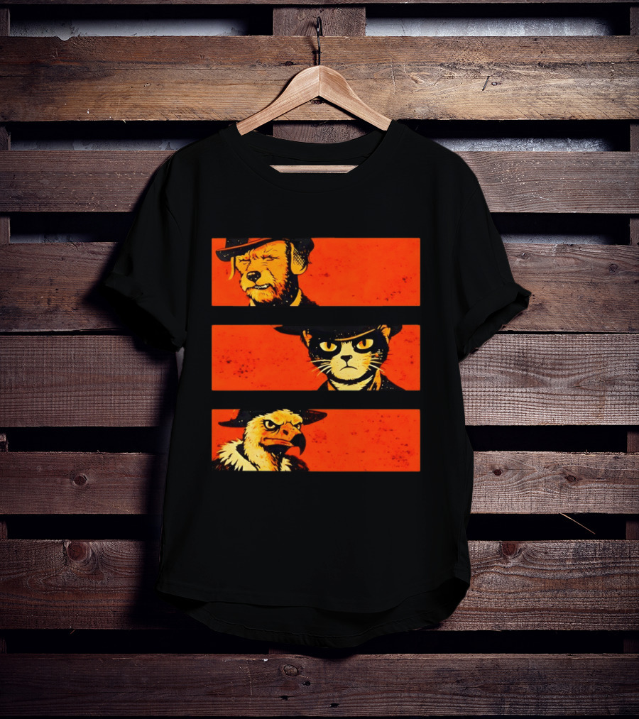 Dog The Good Cat The Bad Eagle The Ugly Western Animal Trio T-Shirt
