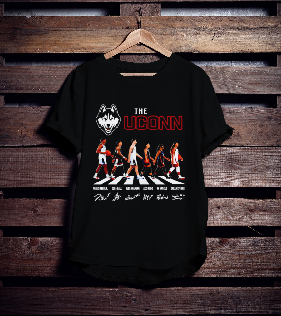The UConn Huskies Men's And Women's Basketball Players Walking Abbey Road T-Shirt