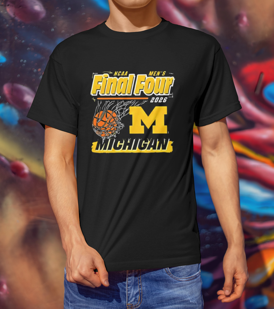NCAA Men's Final Four 2023 Michigan Wolverines Basketball Swish T-Shirt