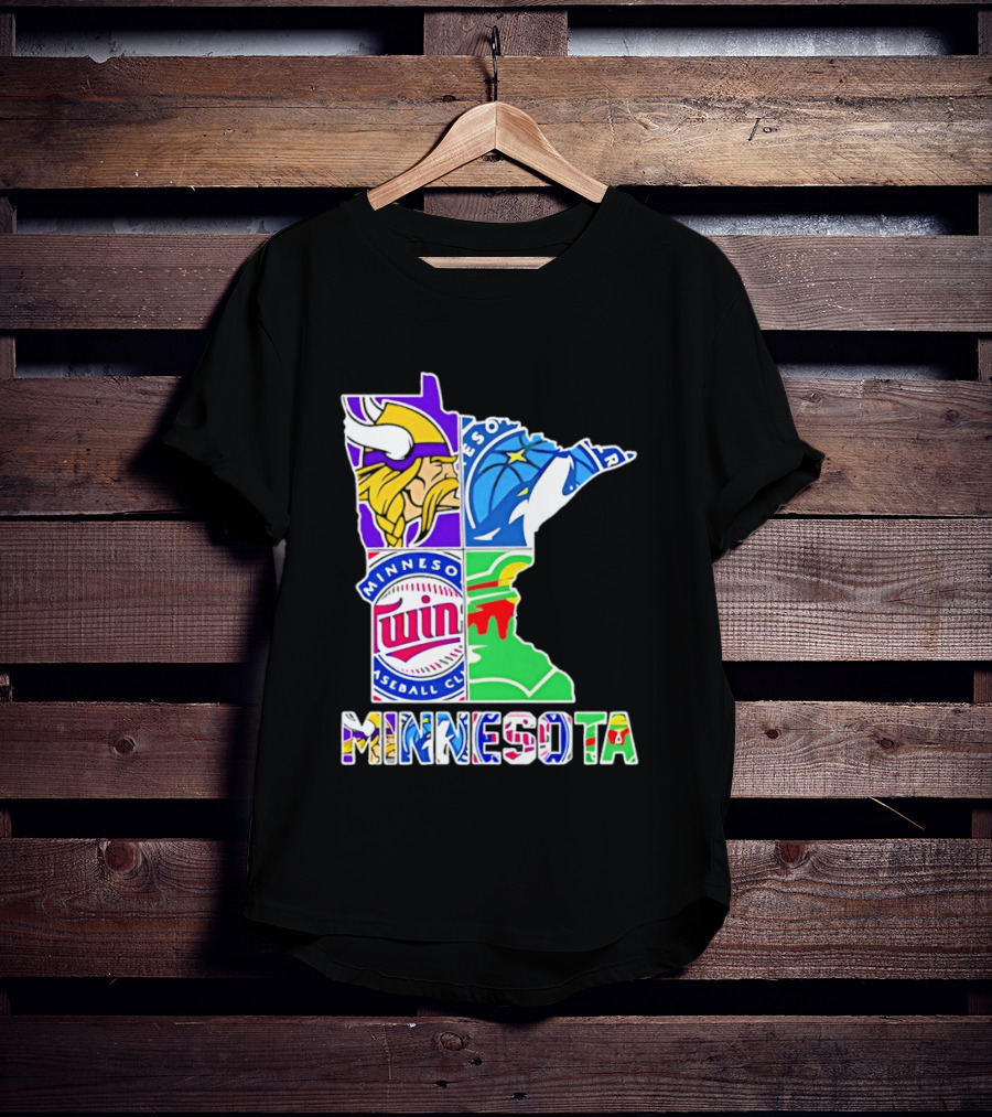 Minnesota Sports Teams Vikings Twins Wild Timberwolves Mashup T-Shirt