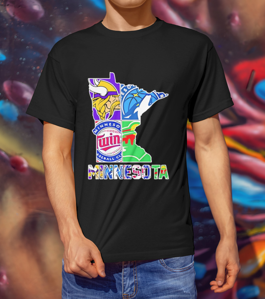 Minnesota Sports Teams Vikings Twins Wild Timberwolves Mashup T-Shirt