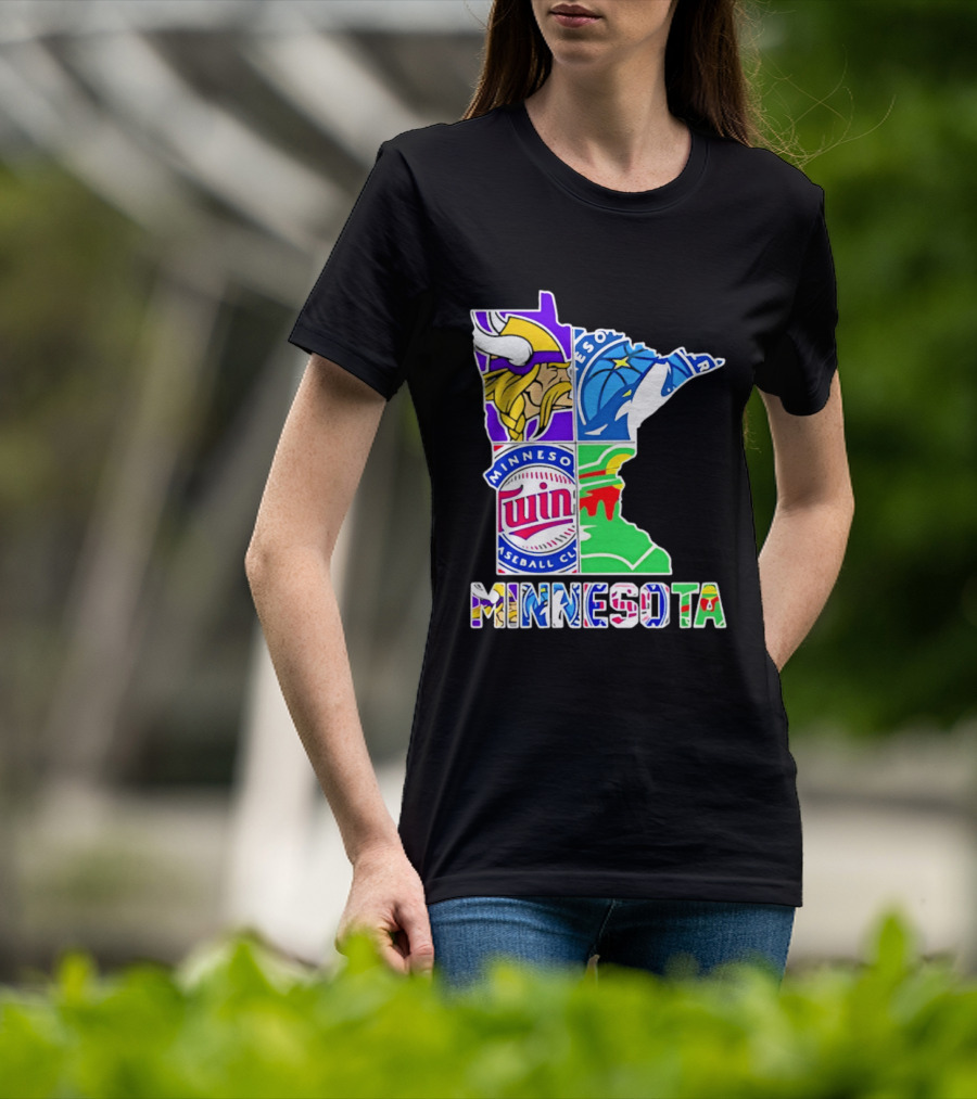 Minnesota Sports Teams Vikings Twins Wild Timberwolves Mashup T-Shirt