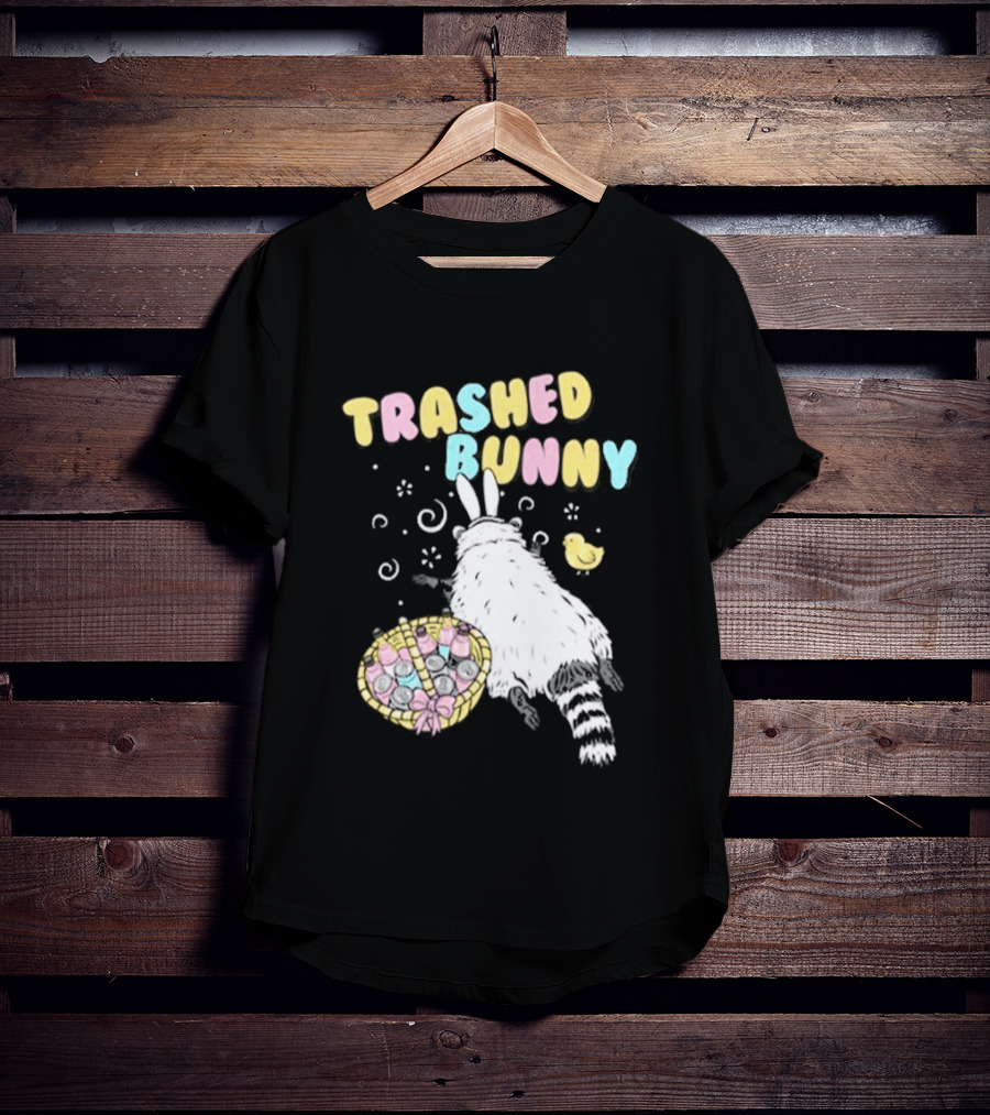 Trashed Bunny Raccoon Pastel Swirls Duck T-Shirt