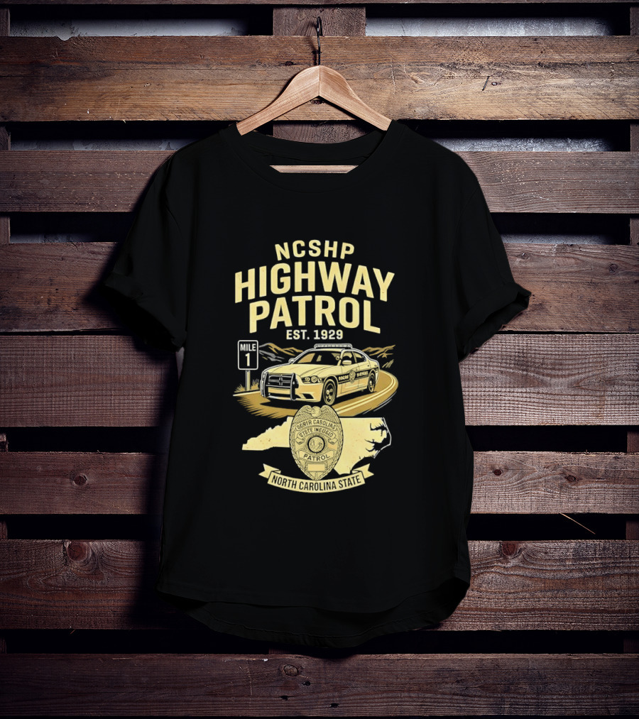 NCSHP Highway Patrol Est. 1929 Scenic Route Car T-Shirt