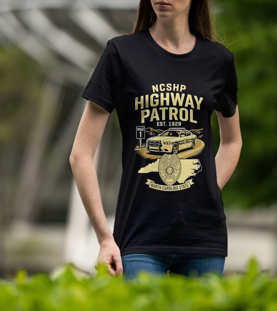 NCSHP Highway Patrol Est. 1929 Scenic Route Car T-Shirt