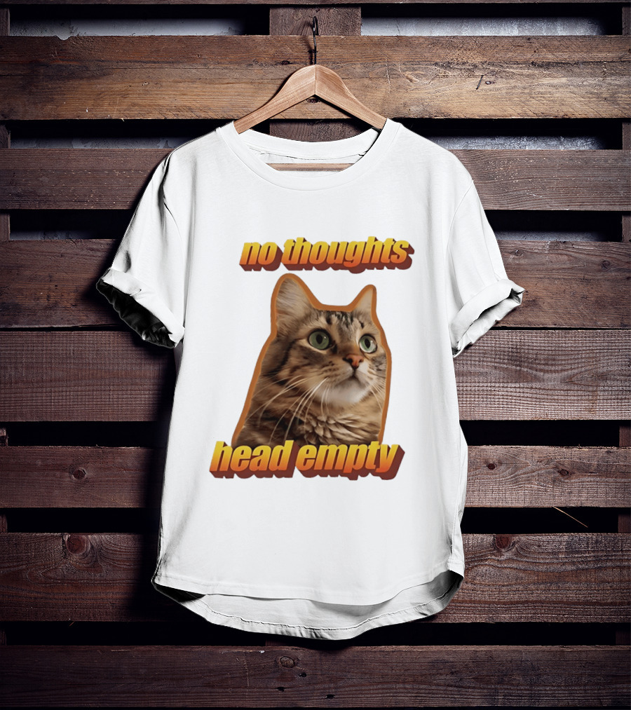 No Thoughts Head Empty Cat Meme Funny Humor T-Shirt