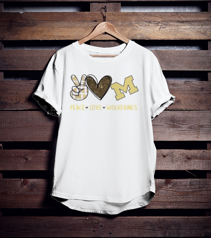 Peace Love Michigan Wolverines Iconic Team Spirit T-Shirt