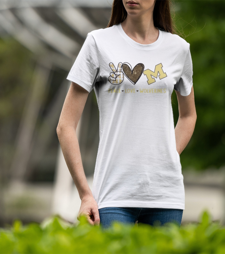 Peace Love Michigan Wolverines Iconic Team Spirit T-Shirt