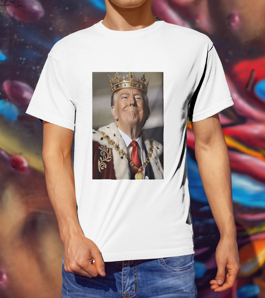 Donald Trump Crowned As King Regal Attire Red Tie Gold Crown T-Shirt