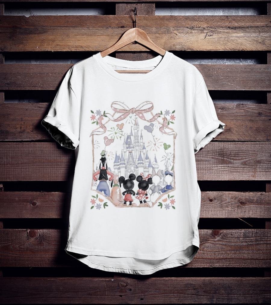 Family Mickey Cartoon Castle Fireworks Most Magical Place On Earth T-Shirt