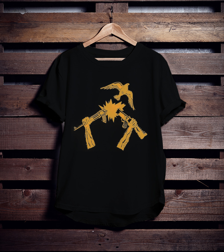 Anti War No Gun Peace Symbol Bird Explosion T-Shirt