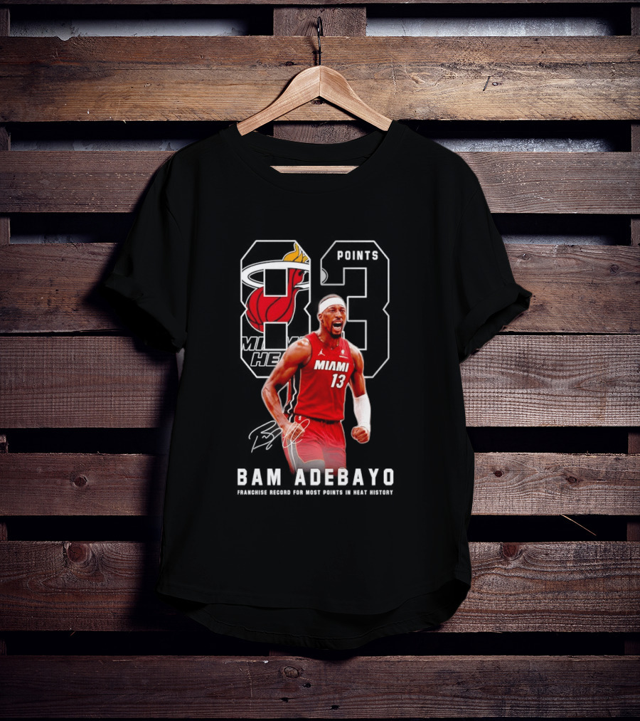 Bam Adebayo Miami Heat 13 Franchise Record Most Points In History T-Shirt