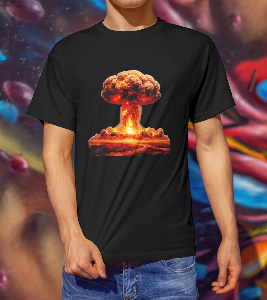 Fiery Destruction Mushroom Cloud Nuclear Bomb Explosion T-Shirt