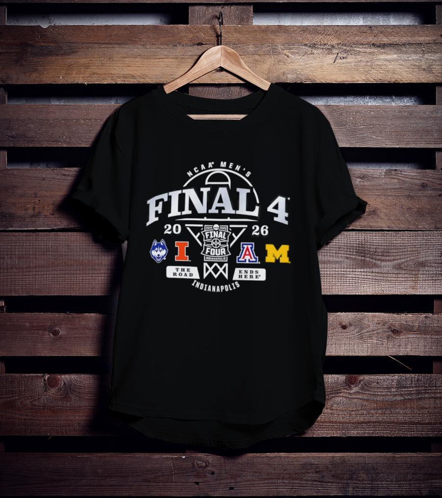 NCAA Men's Final 4 Indianapolis 2026 UConn Illinois Arizona Michigan T-Shirt