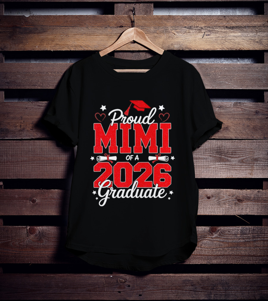 Proud Mimi Of A 2026 Graduate Senior Graduation Cap And Scrolls T-Shirt