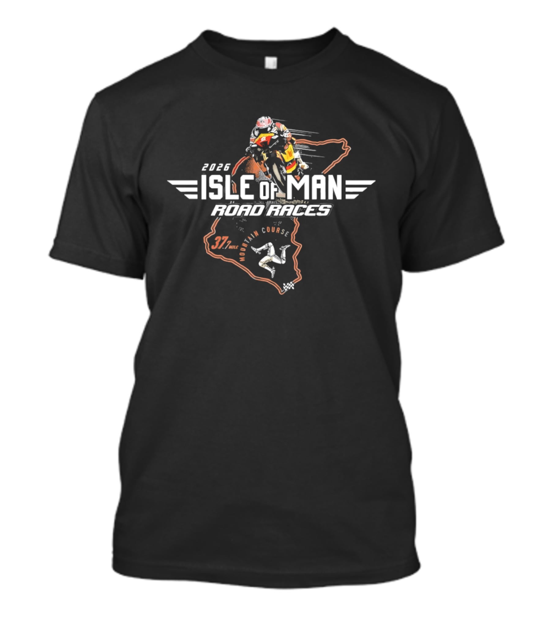 2026 Isle Of Man Road Races 37¾ Mountain Course Racing Motorcycle T-Shirt