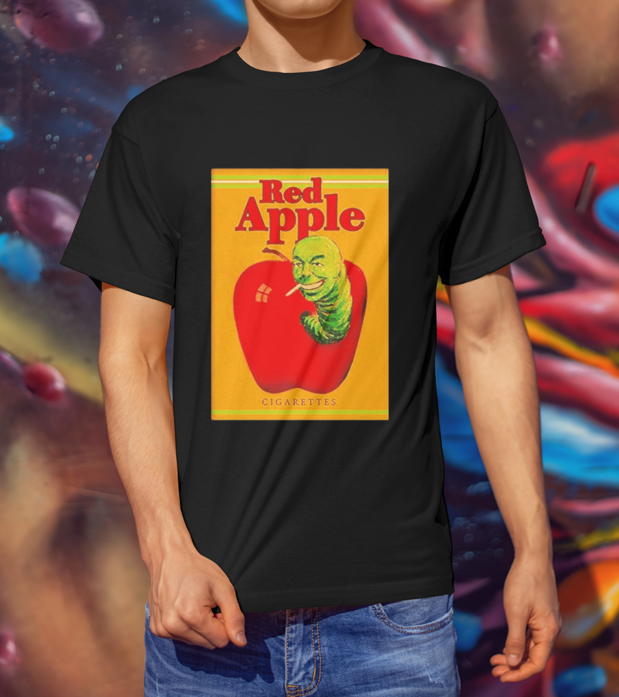 Red Apple Cigarettes Worm Character On Apple T-Shirt