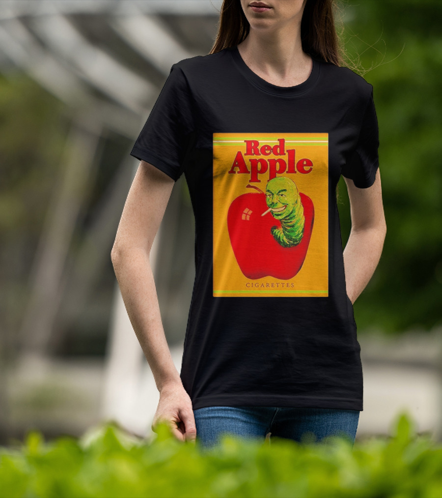 Red Apple Cigarettes Worm Character On Apple T-Shirt
