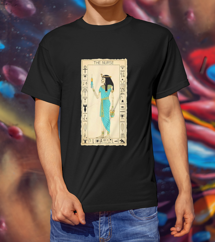 The Nurse Egyptian Skeleton Tarot Card Medical Goth T-Shirt