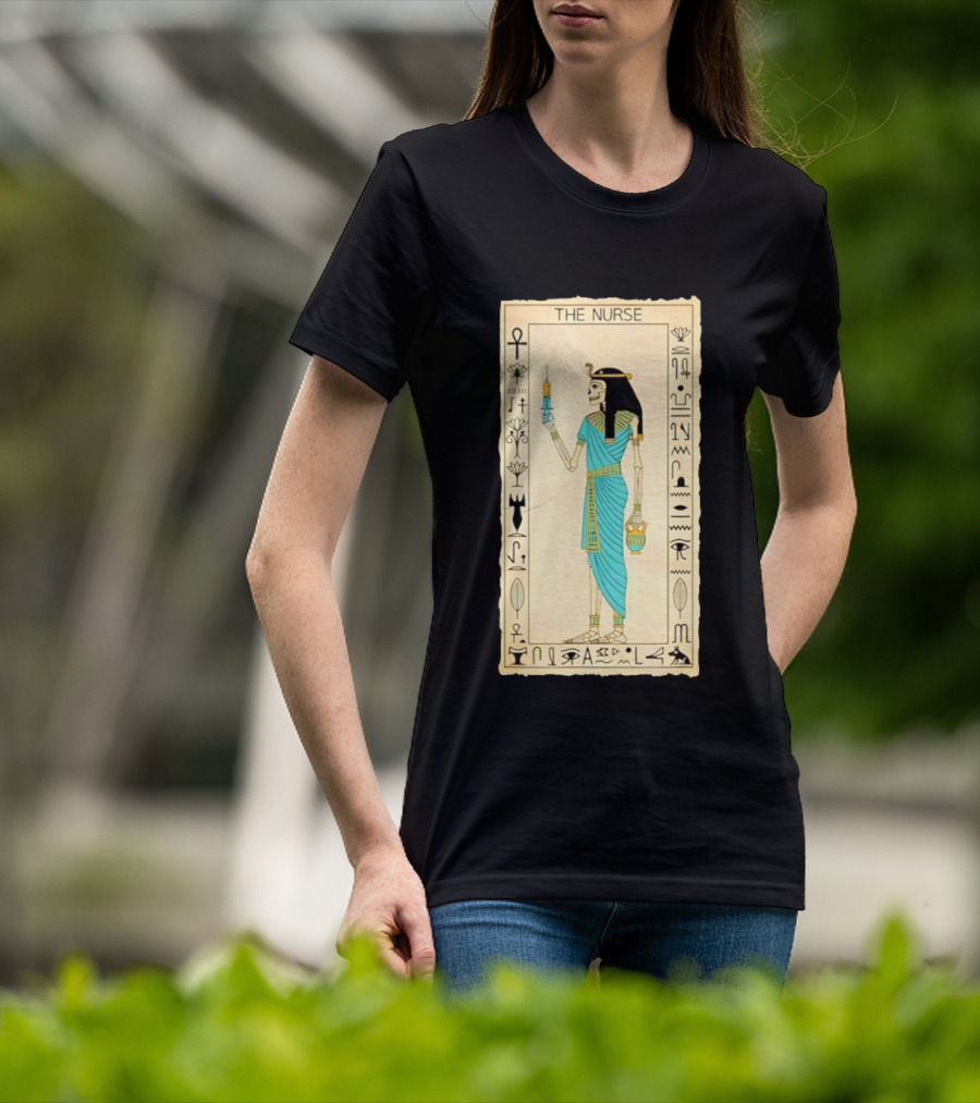 The Nurse Egyptian Skeleton Tarot Card Medical Goth T-Shirt