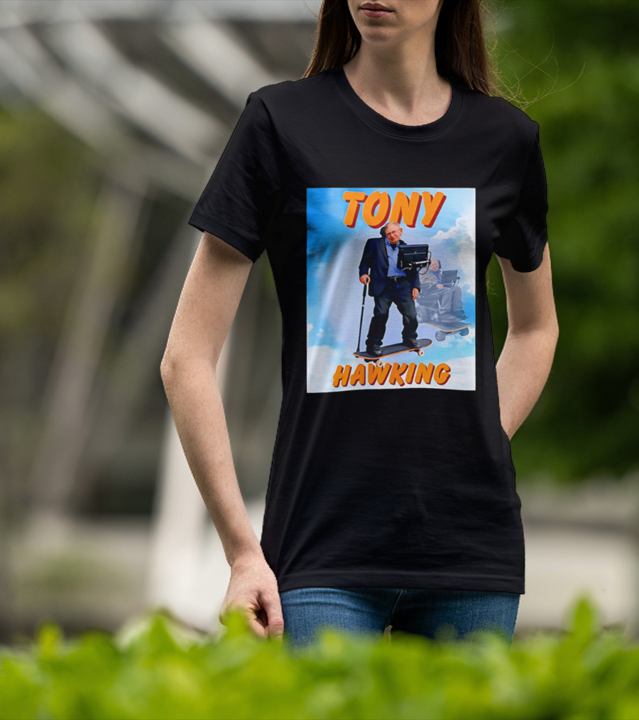 Tony Hawking Skateboard Fusion Surreal Humor T-Shirt
