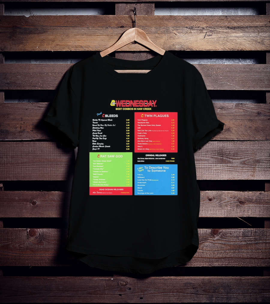 Wednesday Best Combos In Haw Creek Twin Plagues Rat Saw God Release T-Shirt
