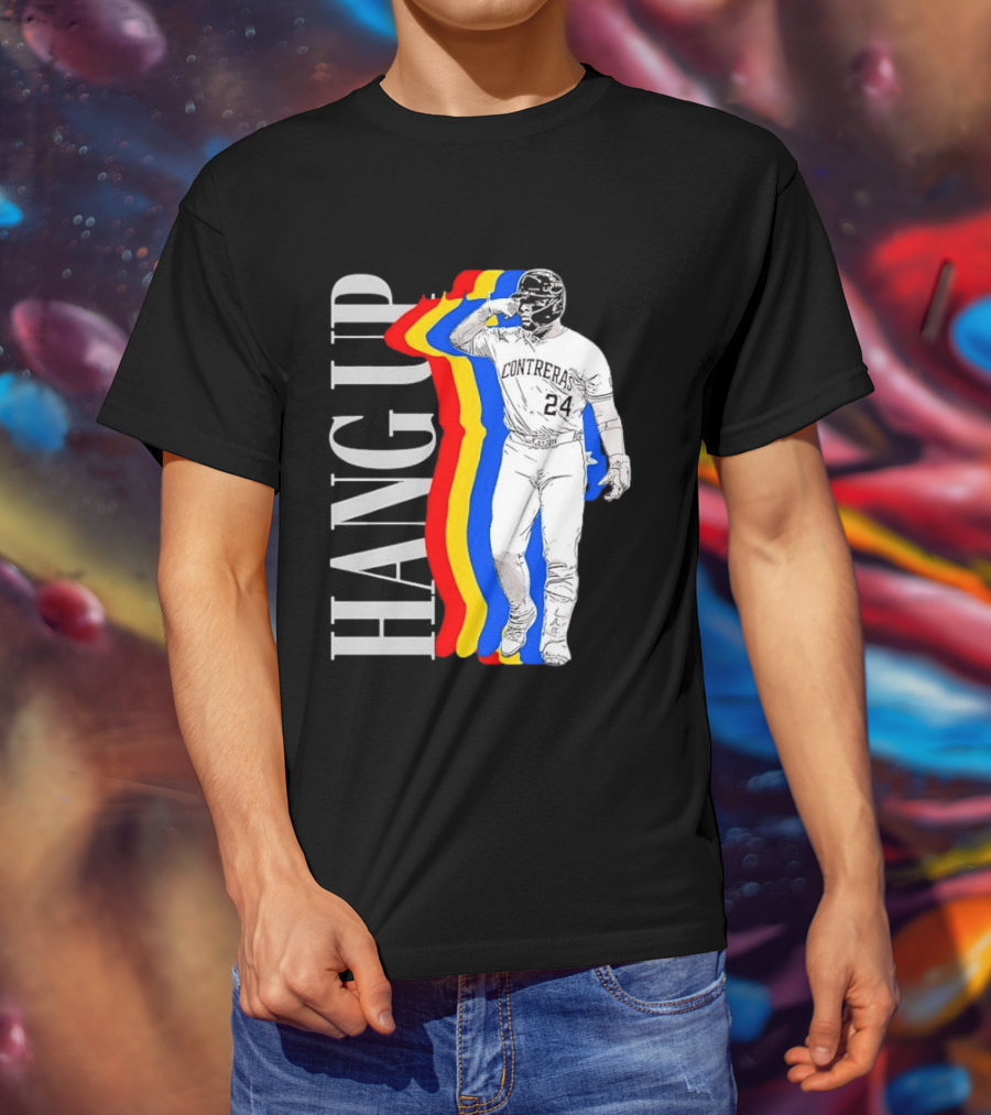 Willson Contreras 24 Hang Up Baseball Art With Colorful Stripes T-Shirt