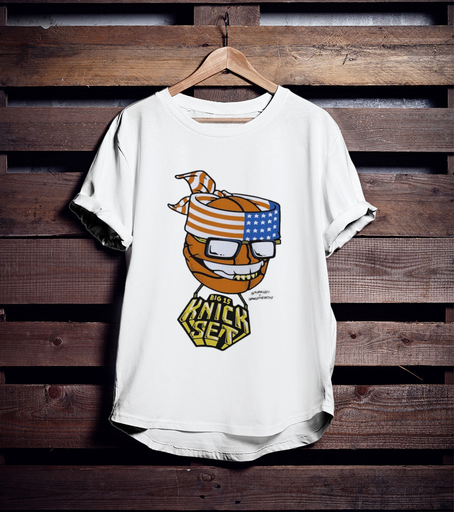 Big 15 Knick Set Basketball Wearing USA Flag Bandana And Glasses T-Shirt