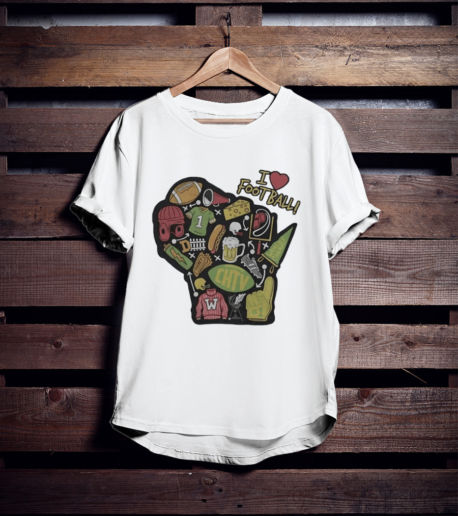 I Love Football Wisconsin Football T-Shirt