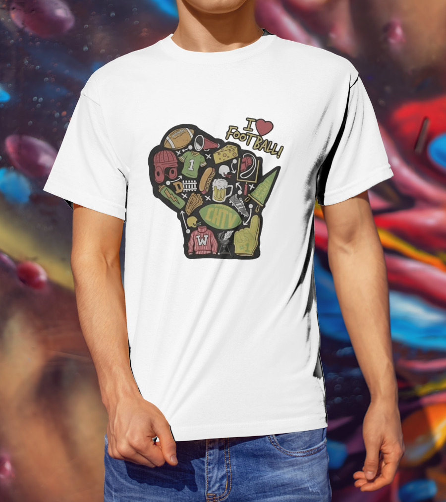 I Love Football Wisconsin Football T-Shirt