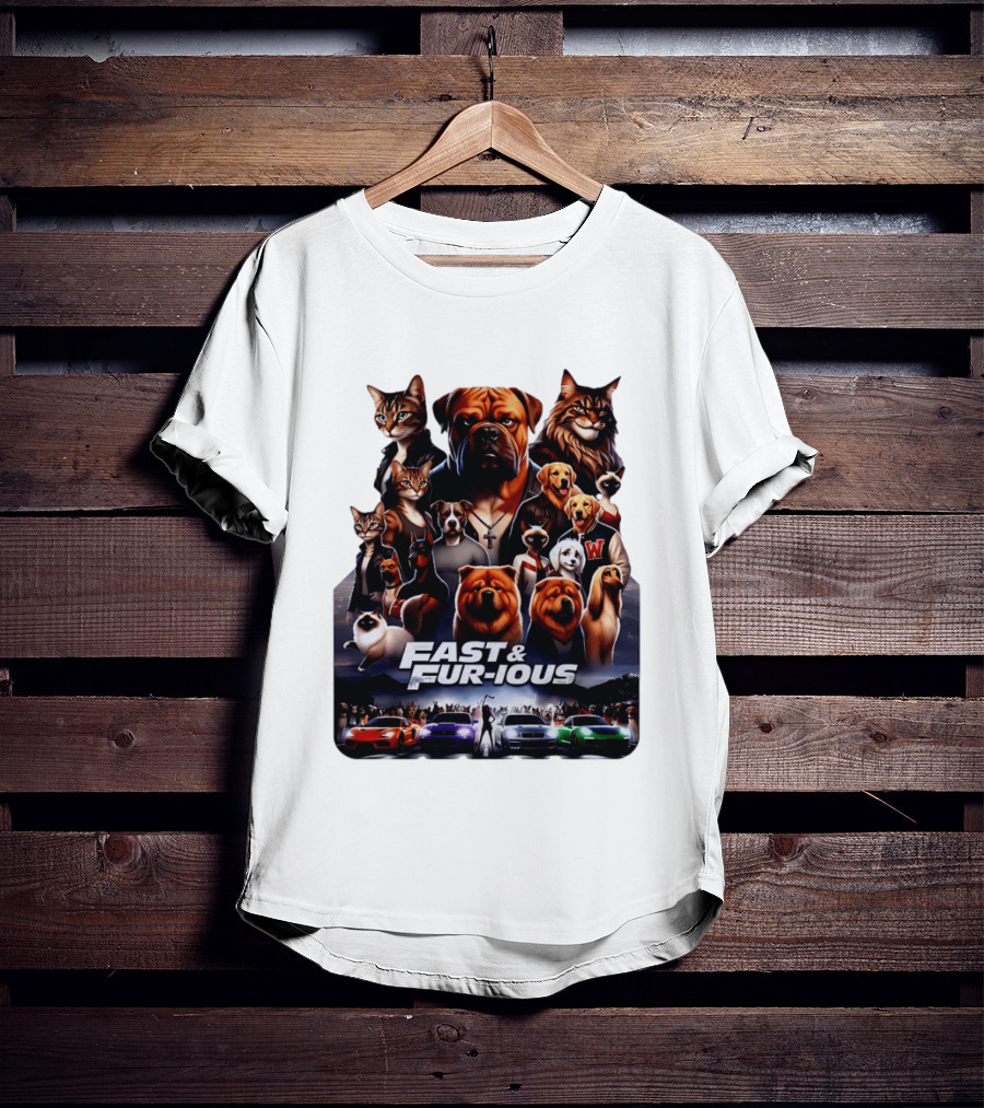 Fast & Fur Ious Dogs And Cats Mashup With Cars T-Shirt