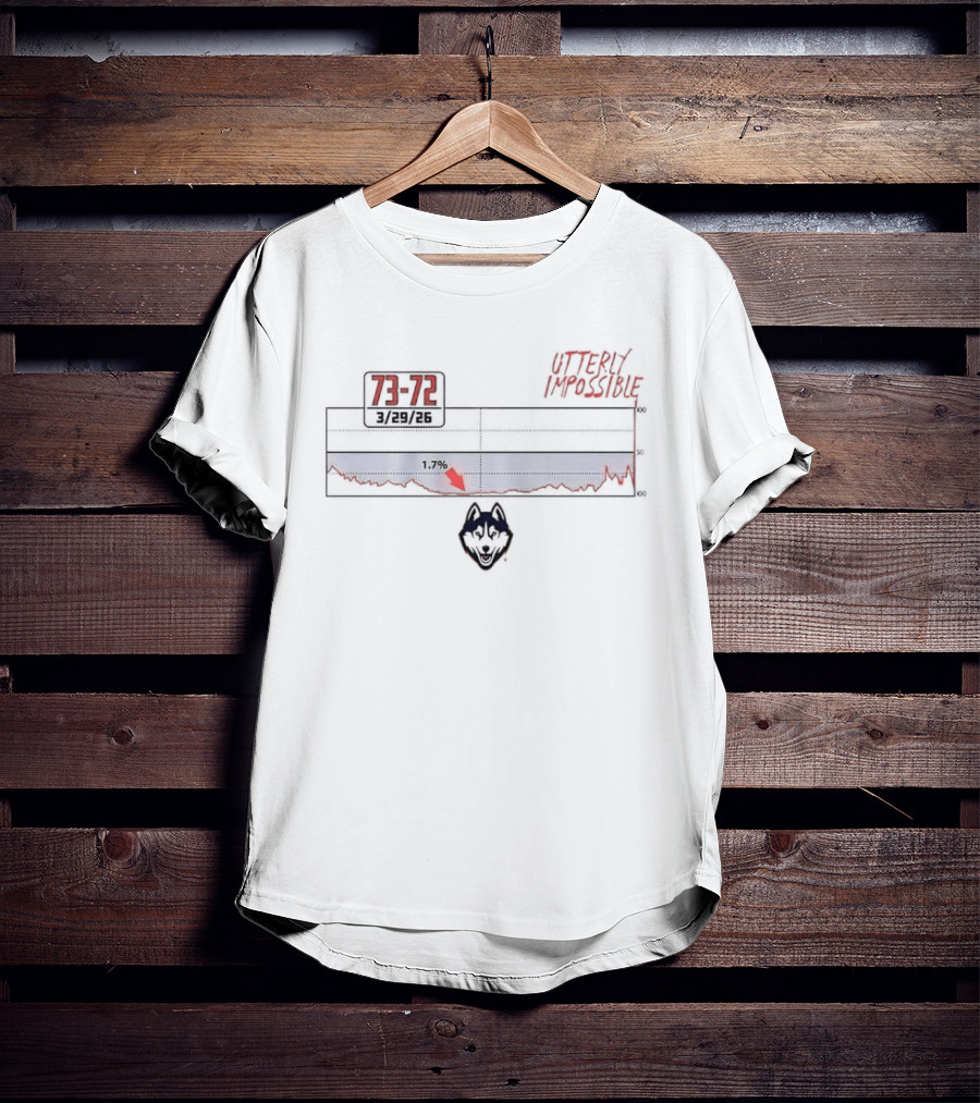 Utterly Impossible 73 72 UConn Huskies Victory Celebration T-Shirt