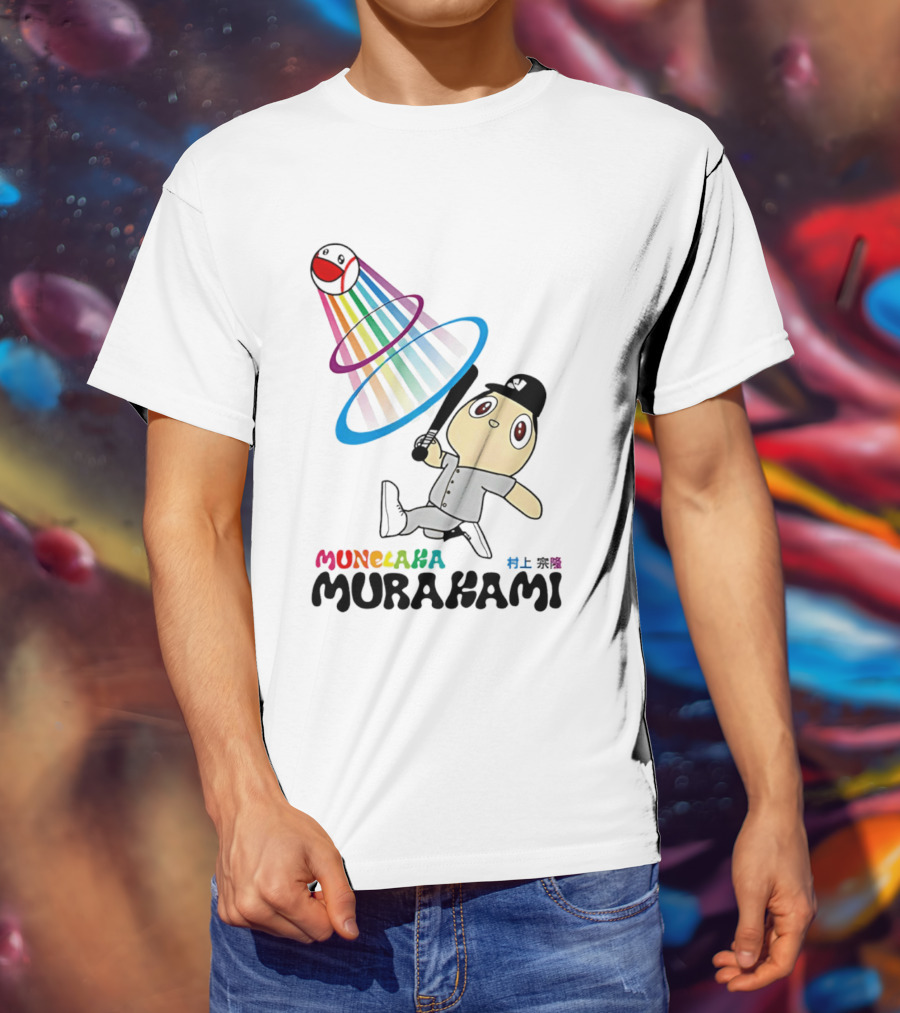 Munehisa Murakami Rainbow Baseball Cartoon Player T-Shirt
