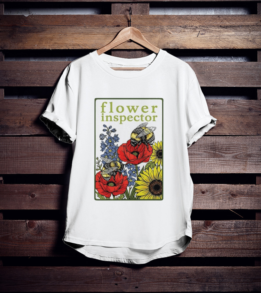 Flower Inspector Bees On Poppy Sunflower Bluebell Blossom T-Shirt