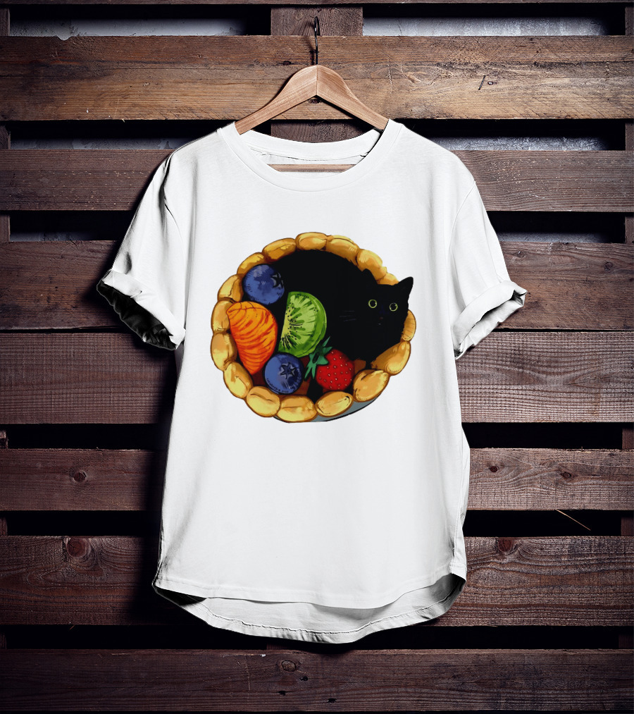 Black Cat Surrounded By Mixed Fruit Tart T-Shirt