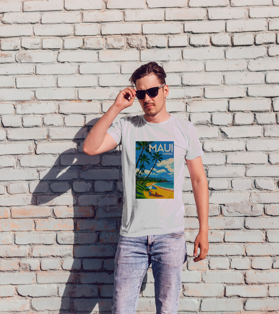Maui Hawaii Palm Trees Beach Scene T-Shirt