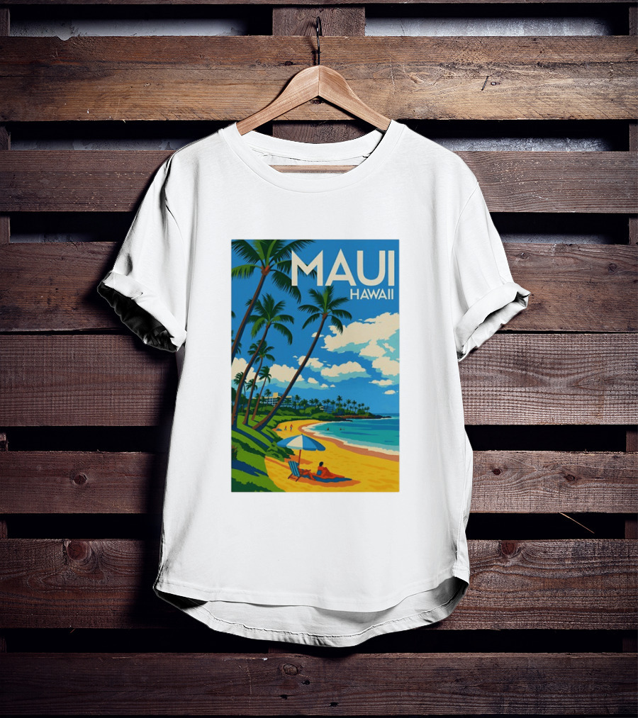 Maui Hawaii Palm Trees Beach Scene T-Shirt