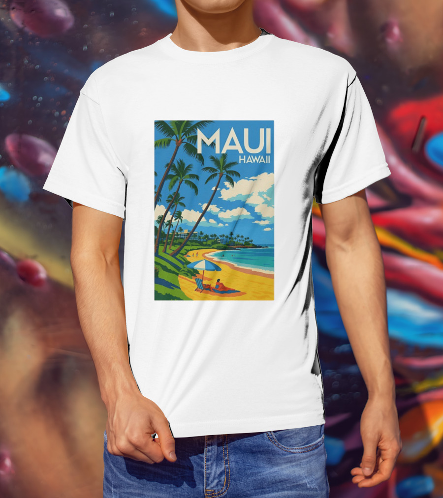 Maui Hawaii Palm Trees Beach Scene T-Shirt