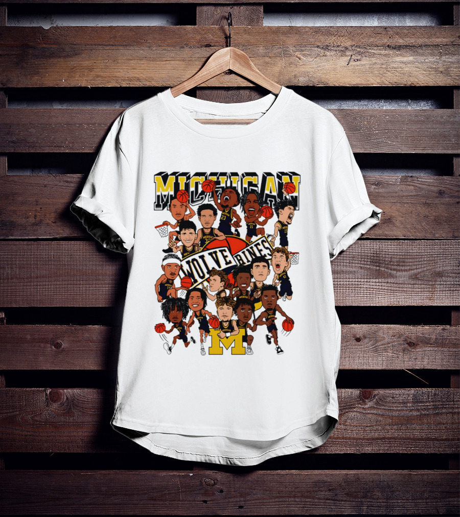 Michigan Wolverines Basketball Caricature 2026 Team Players T-Shirt