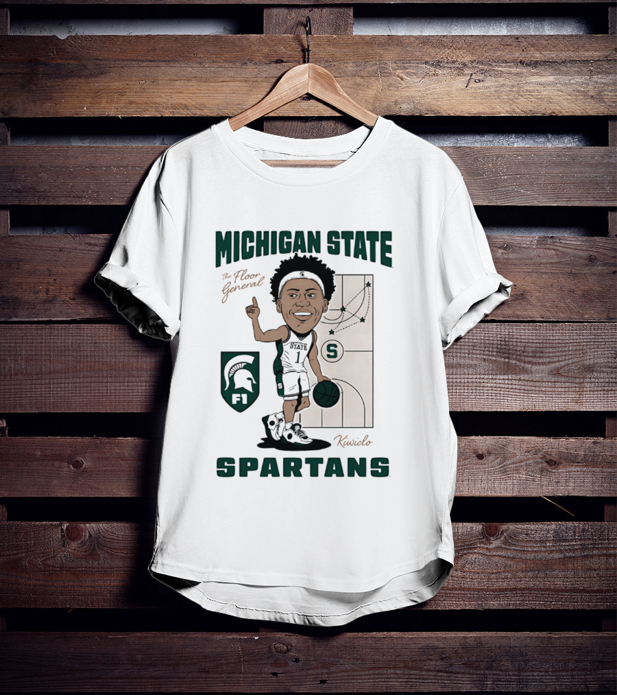 Michigan State Spartans Jeremy Fears Jr The Floor General Caricature T-Shirt